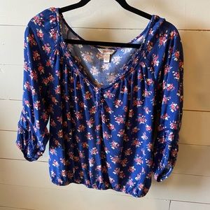 Blue floral blouse